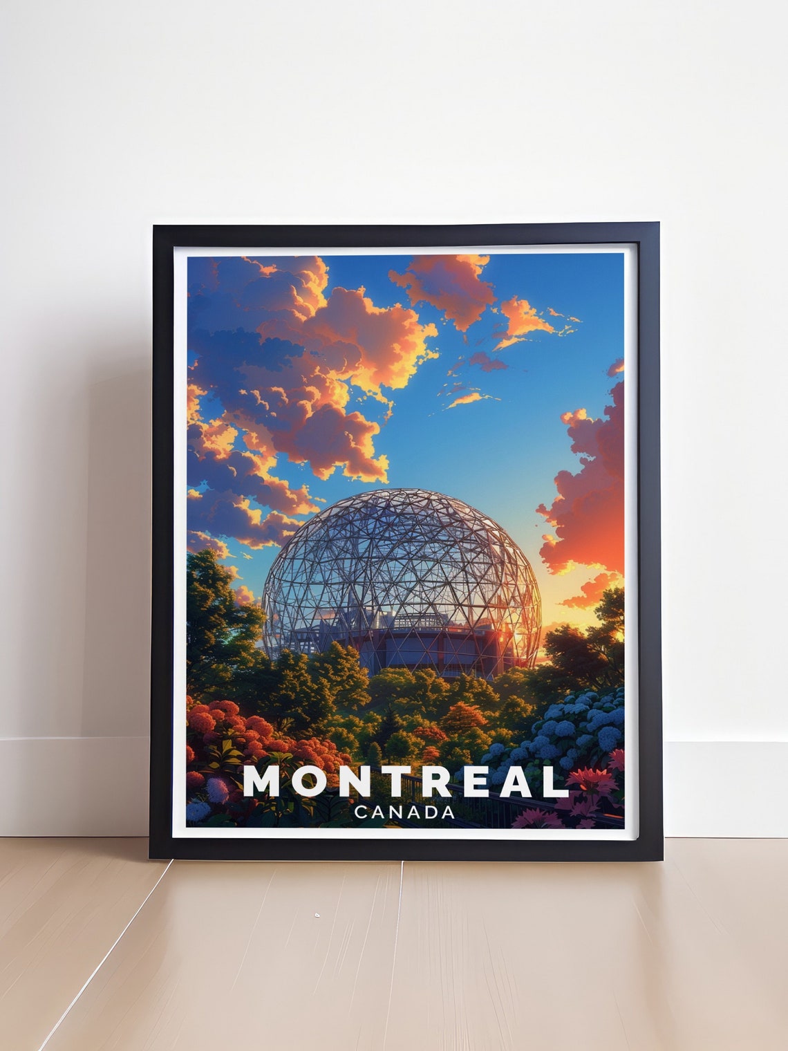 Montreal Canada Biosphere Geodesic Dome Sunset Sky Travel Poster - Image 4