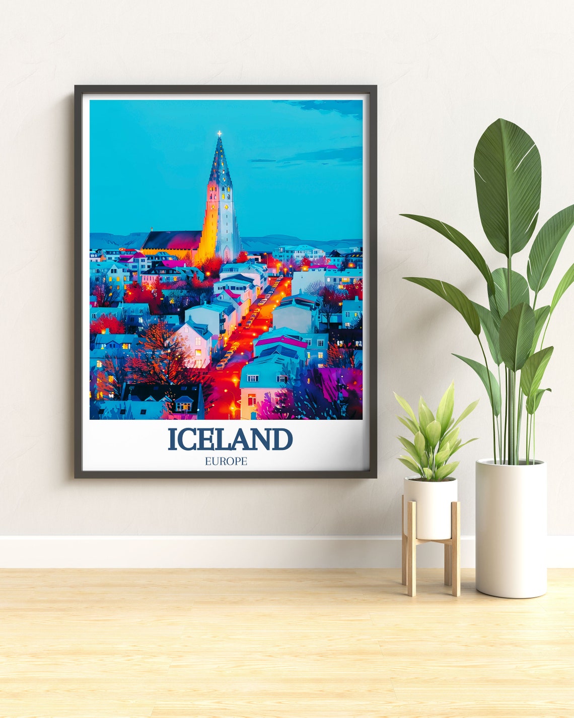 Reykjavik Iceland Hallgrimskirkja Glowing Dusk Cityscape Poster - Image 2