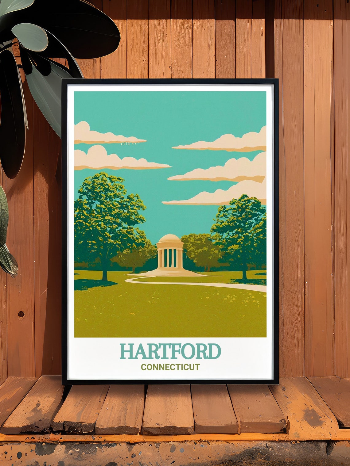 Hartford Connecticut Bushnell Park Rotunda Vintage Travel Poster - Image 3