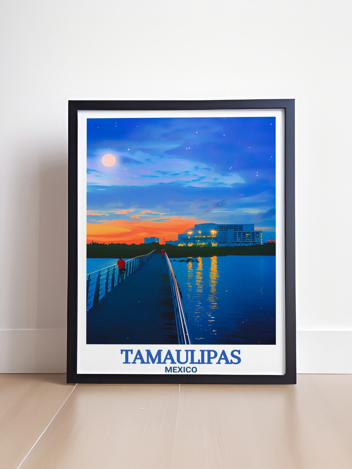 Tampico Tamaulipas Lagoon Evening Moon Reflection Mexico Poster - Image 4