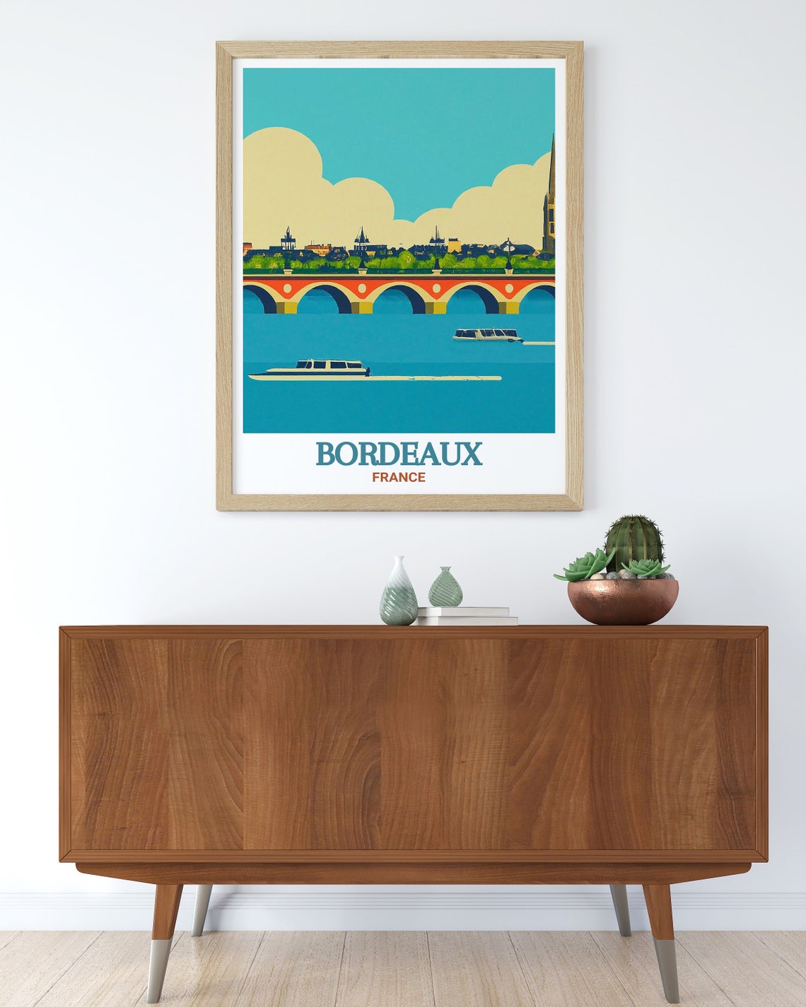 Bordeaux Pont de Pierre Bridge France Travel Illustration Poster - Image 2