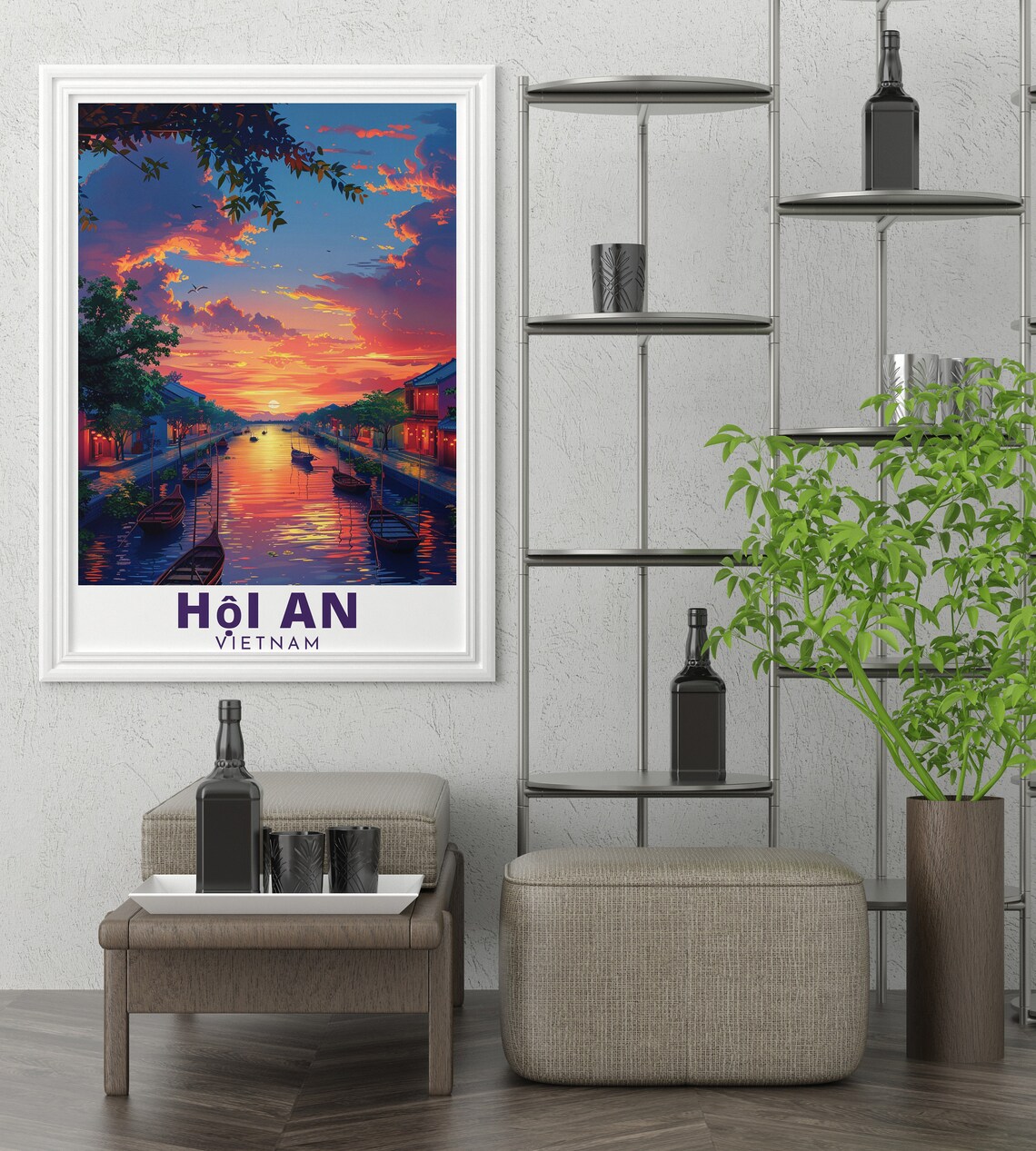 Thu Bon River Sunset With Wooden Boats Hoi An Vietnam Travel Poster - Image 3