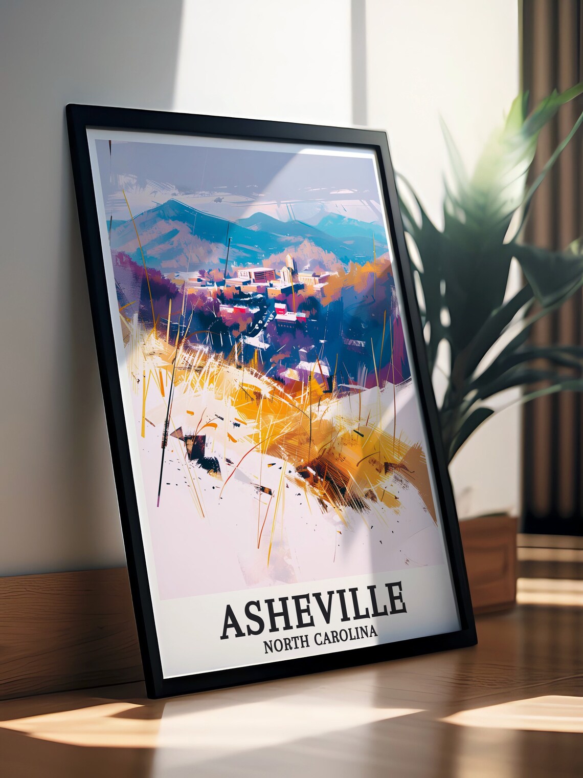 Asheville Wall Art Blue Ridge Mountains Asheville Town Art Print Blue Ridge Mountains Art Print And Travel Poster Asheville Decor - Image 2