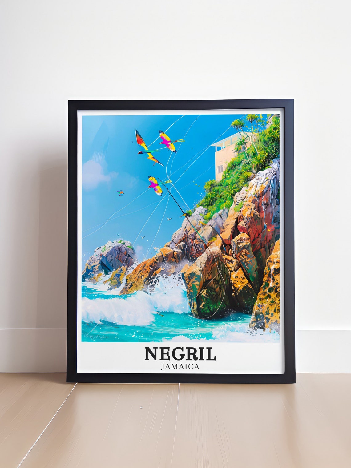 Negril West End Cliffs Colorful Gliders Jamaica Coast Poster - Image 4