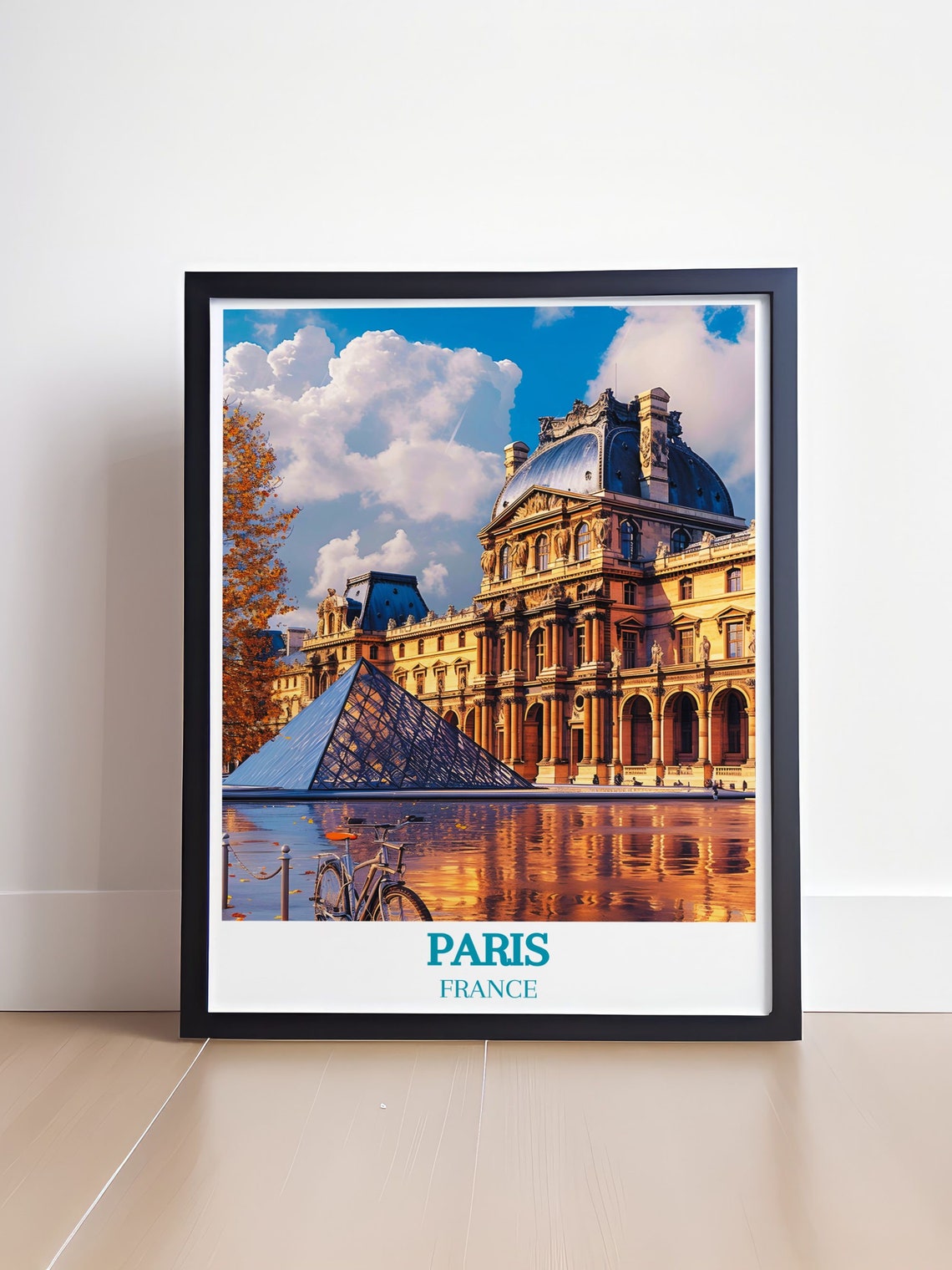 Louvre Museum Glass Pyramid Paris Evening Reflections Travel Poster - Image 4