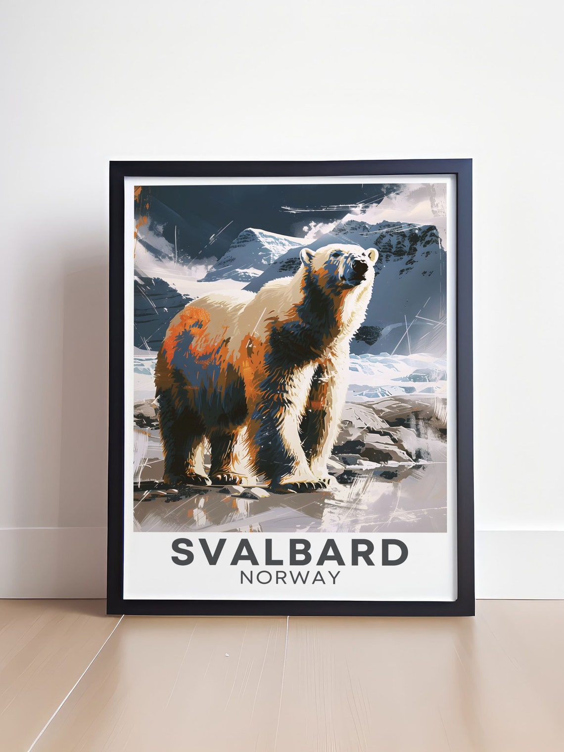 Svalbard Norway Polar Bear Standing Arctic Glacier Ice Poster - Image 4