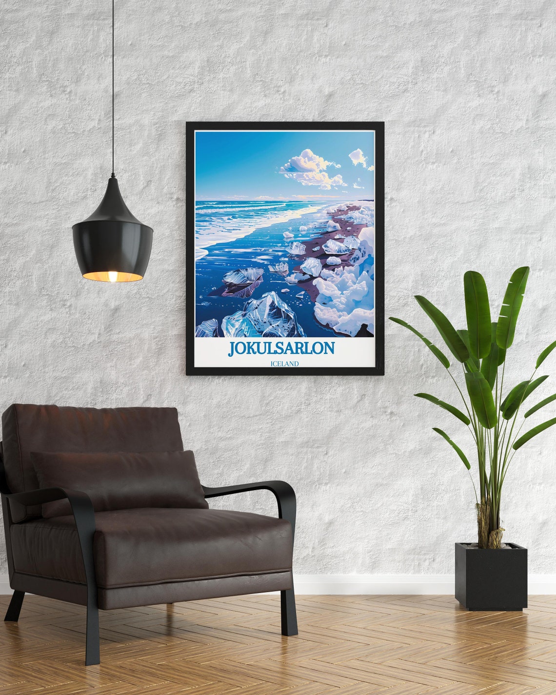 Jokulsarlon Ice Beach Waves Crystal Icebergs Iceland Travel Poster - Image 2