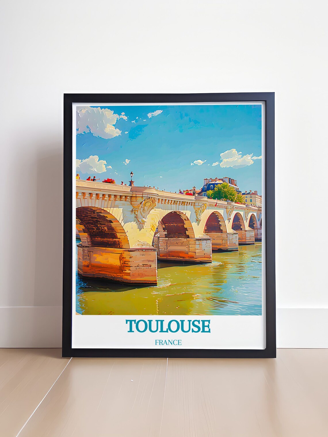 Toulouse France Historic Stone Arch Bridge River Travel Poster - Image 4