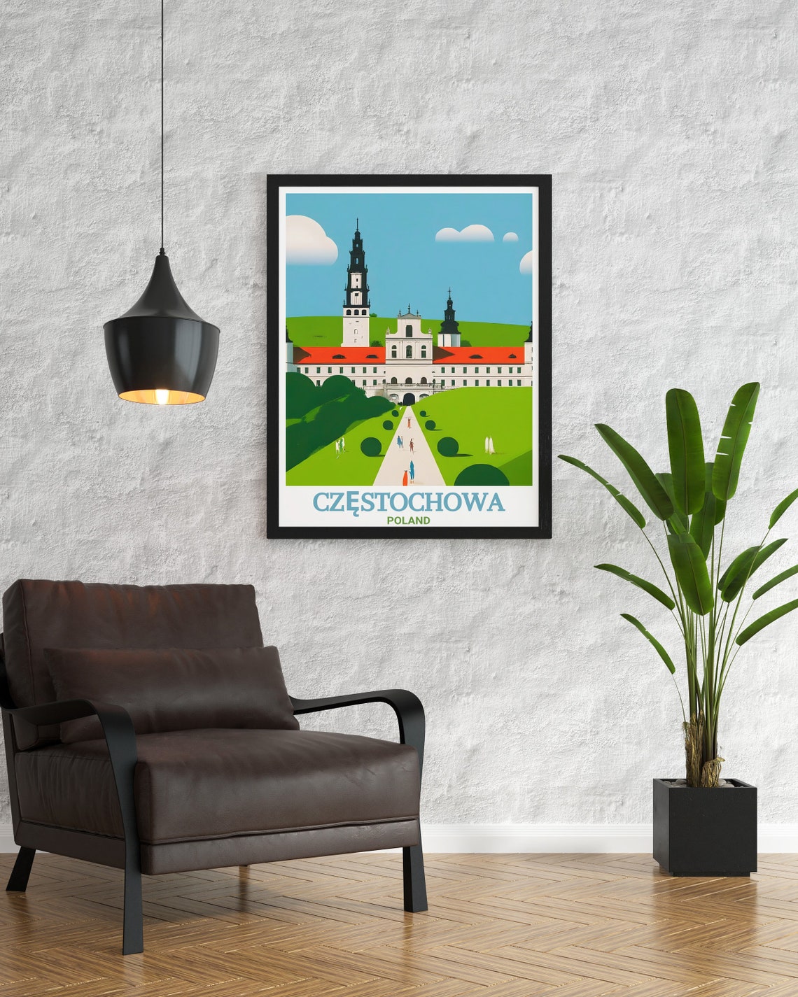 Częstochowa Poland Jasna Gora Monastery Illustration Travel Poster - Image 3
