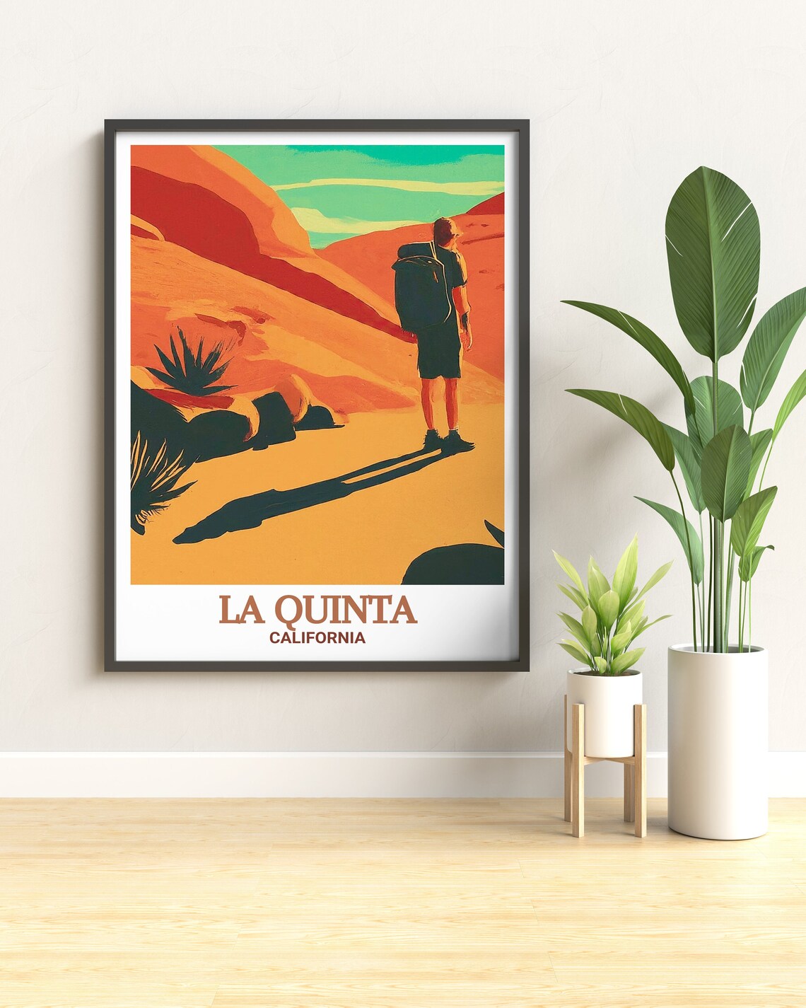 La Quinta Desert Hiker Canyon Trail California Travel Poster - Image 2