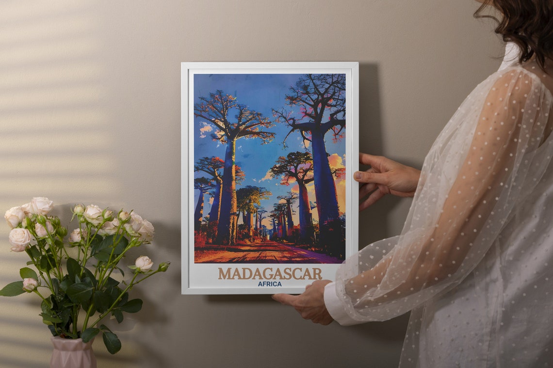 Avenue of the Baobabs Sunset Giants Madagascar Travel Poster - Image 3