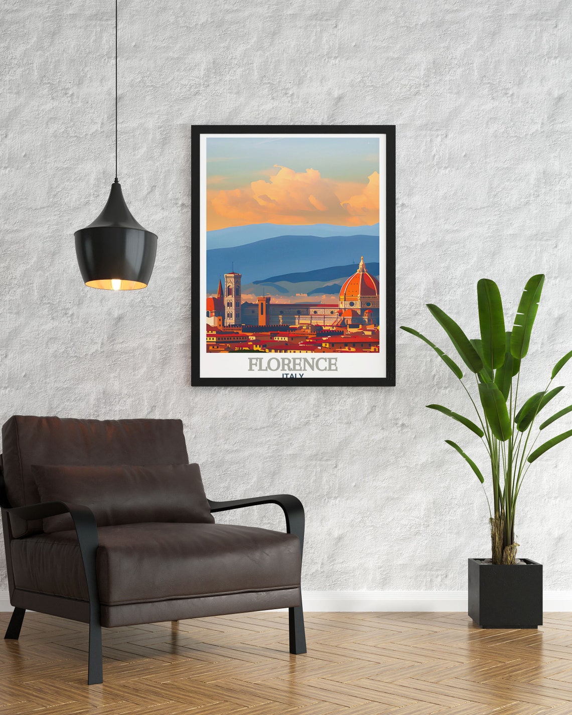 Florence Cathedral Duomo Sunset City Skyline Italy View Poster - Image 2