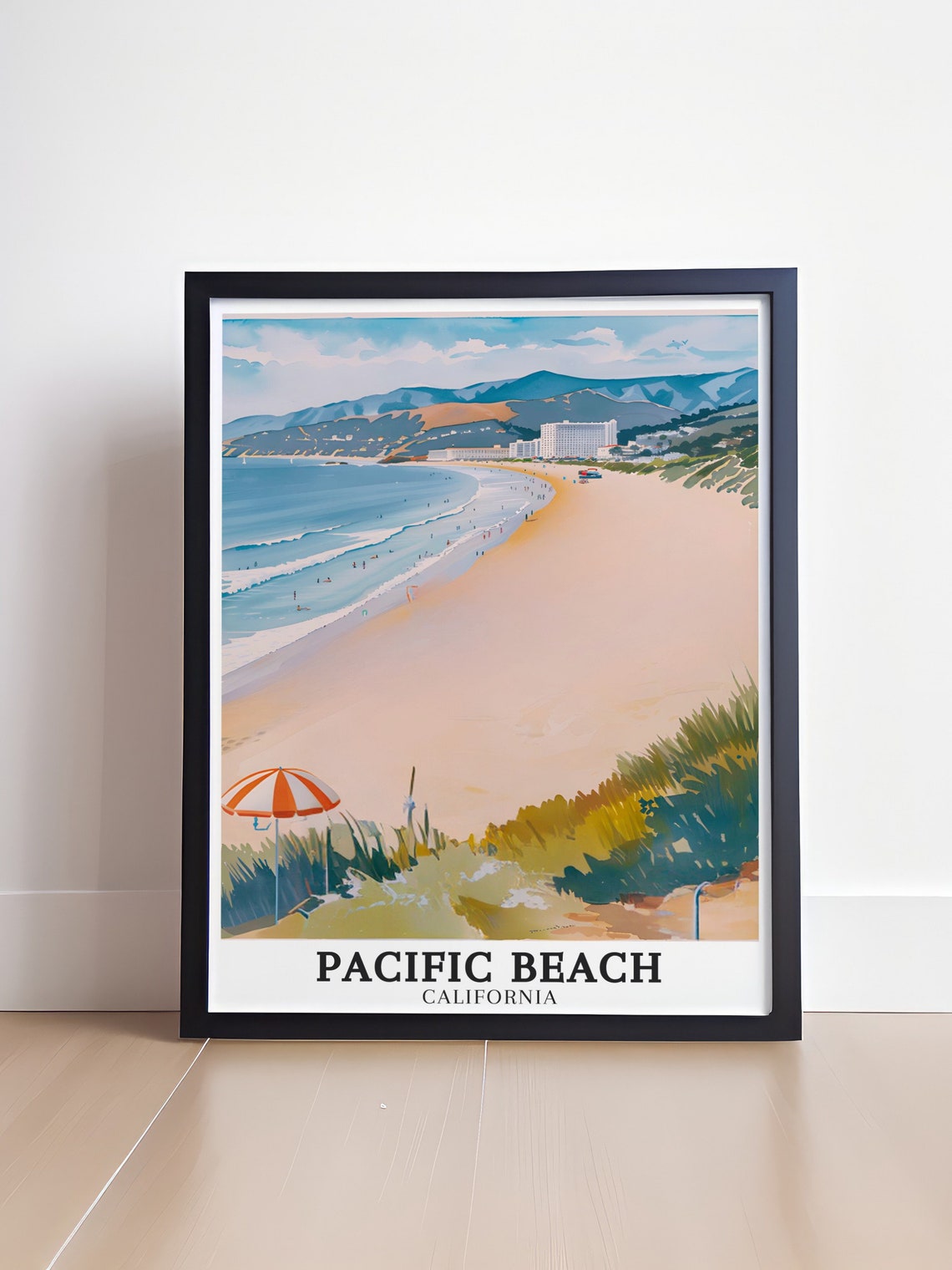 Pacific Beach California Panoramic Sandy Coastline View Poster - Image 4