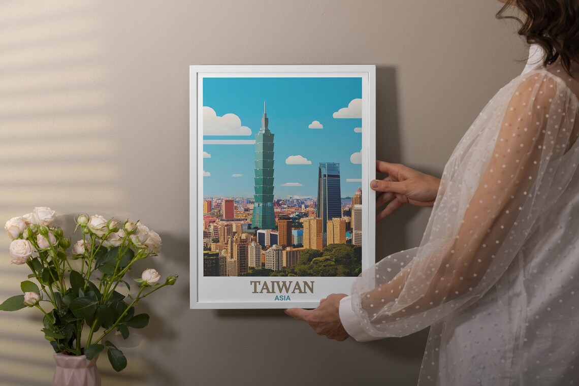 Taipei 101 Tower Grand Downtown Skyline Taiwan Asia Travel Poster - Image 2