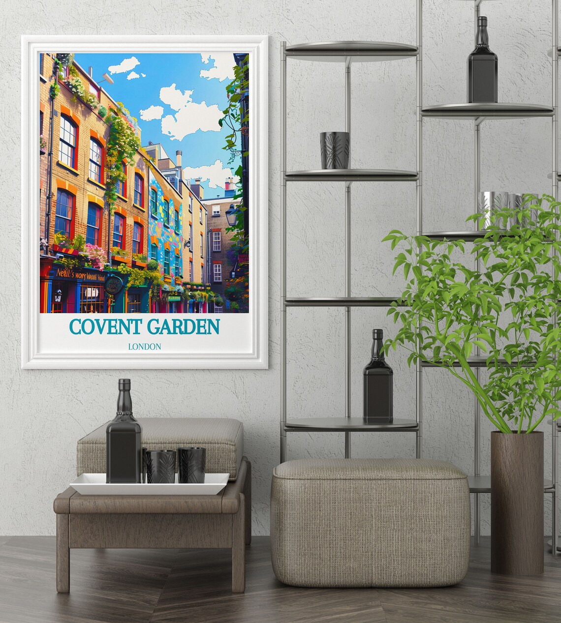 Covent Garden London Brick Buildings Flower Baskets Alley Poster - Image 2