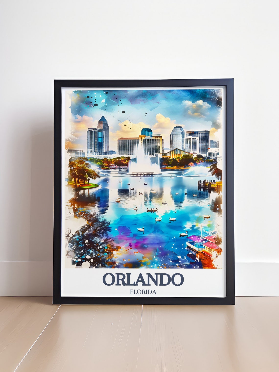Orlando Travel Poster Lake Eola Park And City Hall Travel Poster Lake Eola Park And City Hall Poster Lake Eola Park And City Hall Art - Image 4