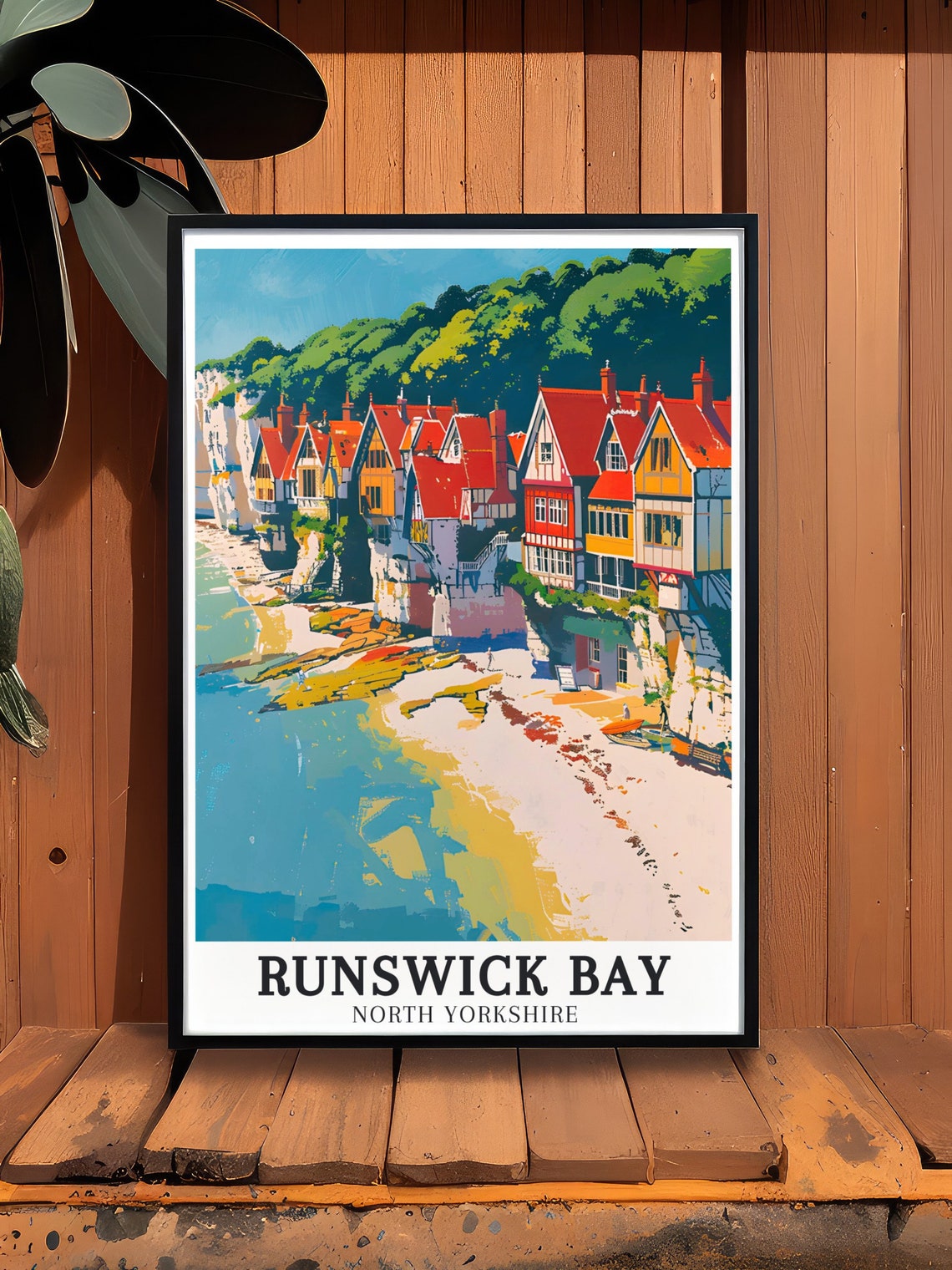 Runswick Bay North Yorkshire Seaside Village Cliffs Travel Poster - Image 3