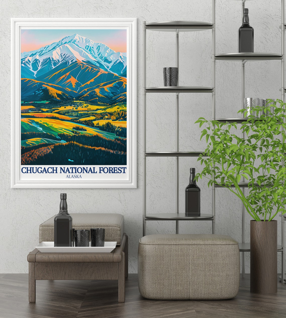Chugach National Forest Alaska Golden Autumn Mountain Vista Poster - Image 3