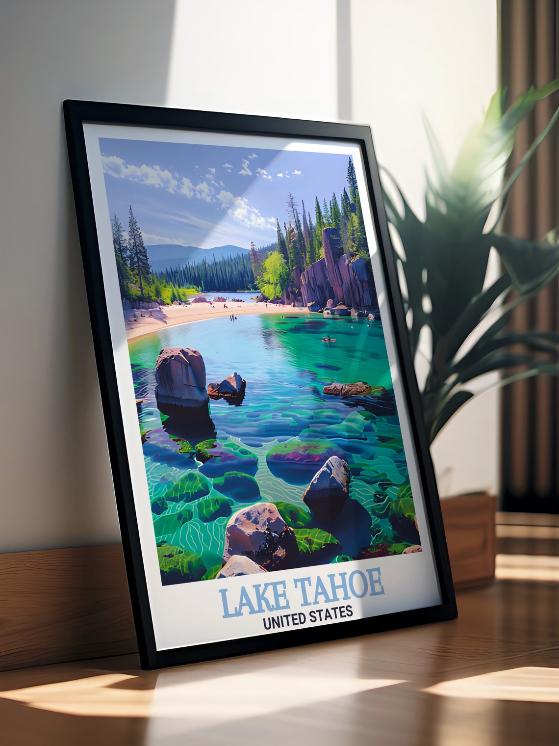 Lake Tahoe Turquoise Water Giant Boulders And Sand Harbor Beach Poster - Image 2