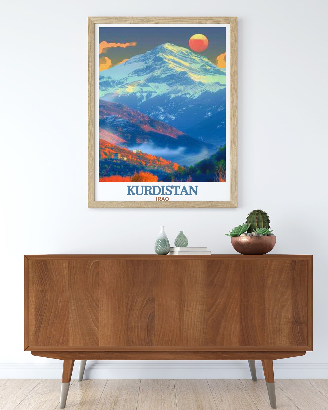 Kurdistan Iraq Scenic Snowcapped Mountain Sunset Travel Poster - Image 3