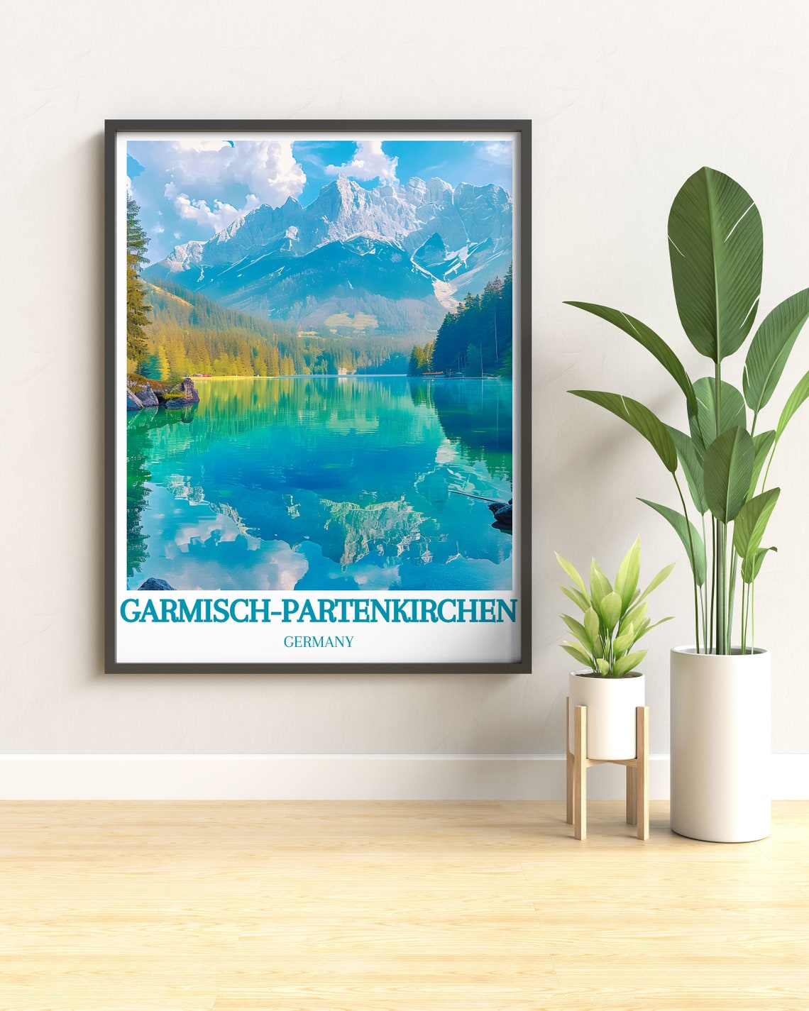 Garmisch Partenkirchen Germany Travel Poster Mirror Lake Alps View - Image 2