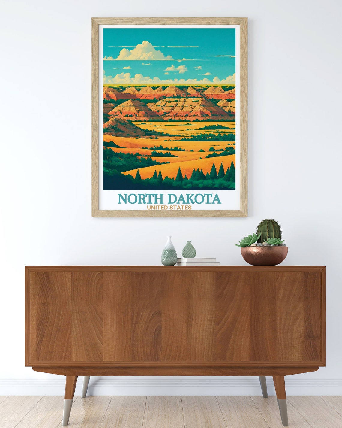 North Dakota Badlands Rolling Hills Theodore Roosevelt Travel Poster - Image 3