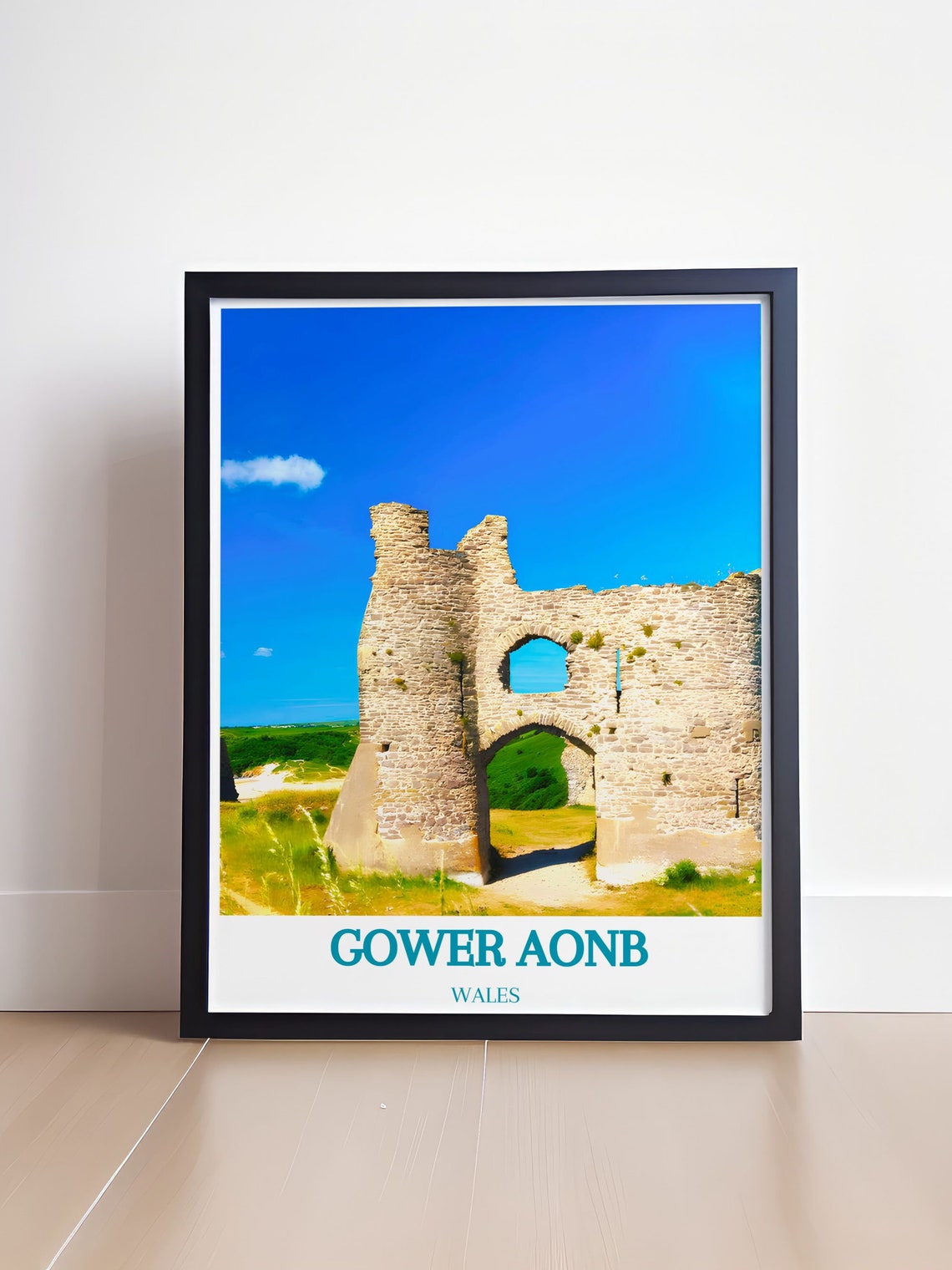 Gower AONB Wales Ancient Castle Ruin Historic Coast Travel Poster - Image 4