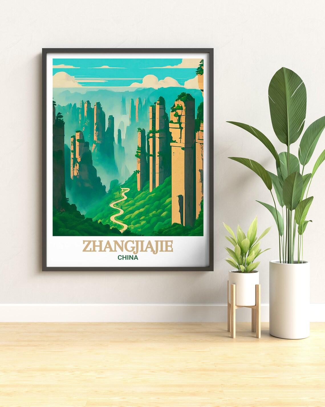 Zhangjiajie China Sandstone Pillars Misty Peaks Travel Poster - Image 2