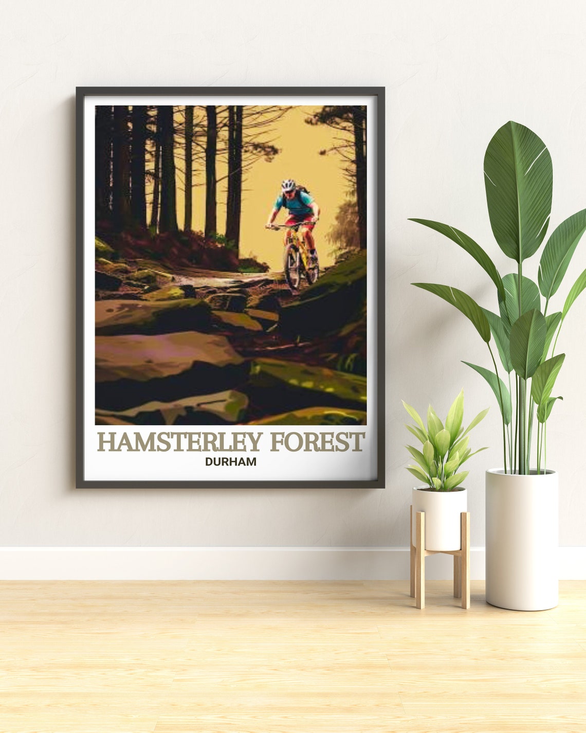 Hamsterley Forest Durham Mountain Biker on Rocky Trail Poster - Image 2