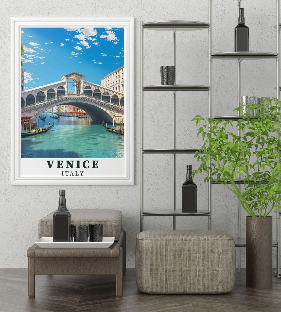 Venice Rialto Bridge Gondolas Grand Canal Italy Daytime Travel Poster - Image 3