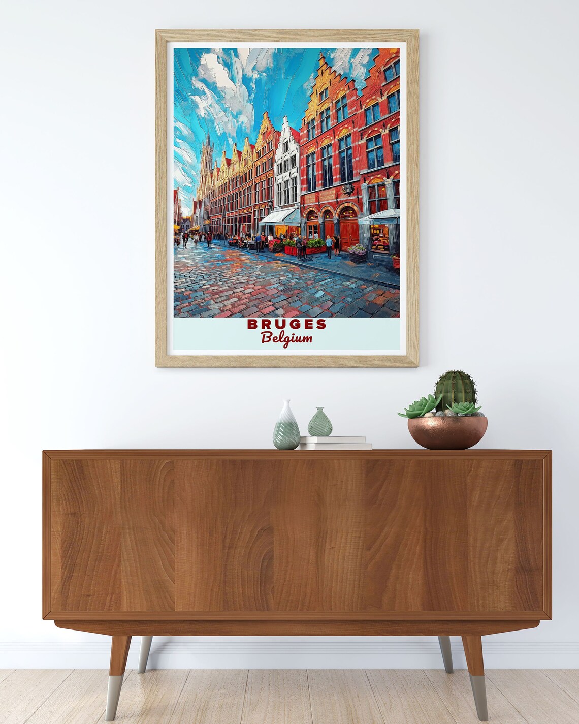 Bruges Grote Markt Old Town Street Scene Belgium Travel Poster - Image 2