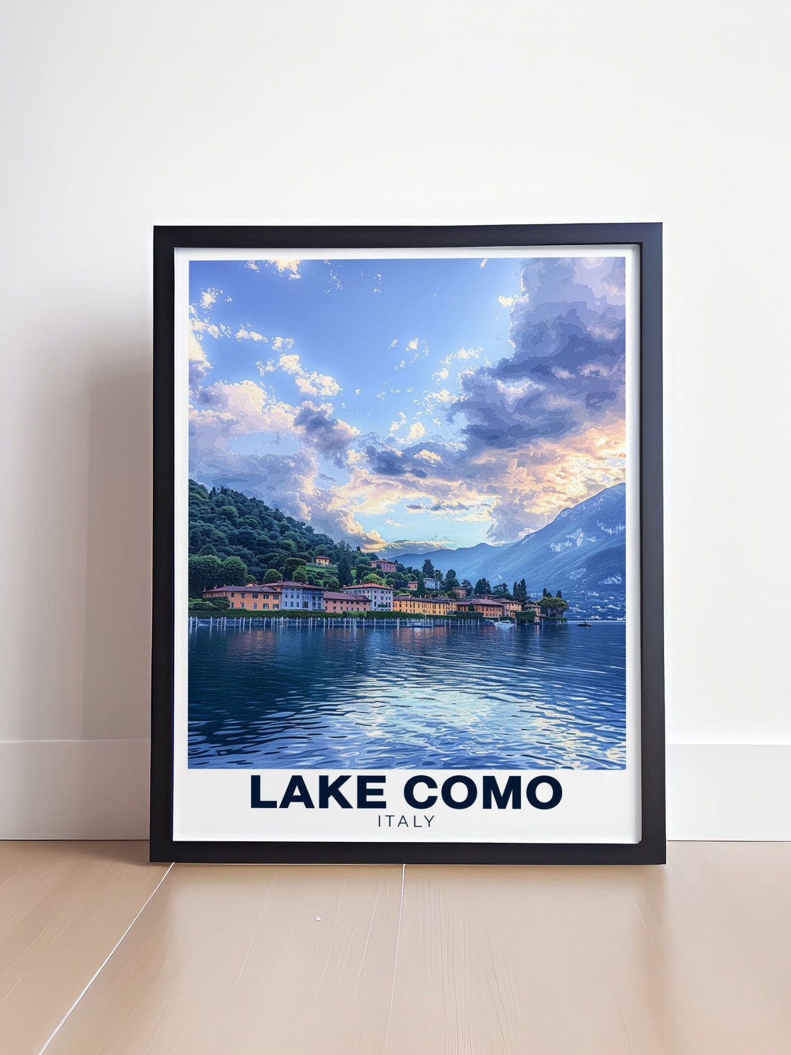 Lake Como Dusk Villas Calm Water Italy Evening Twilight Poster - Image 4