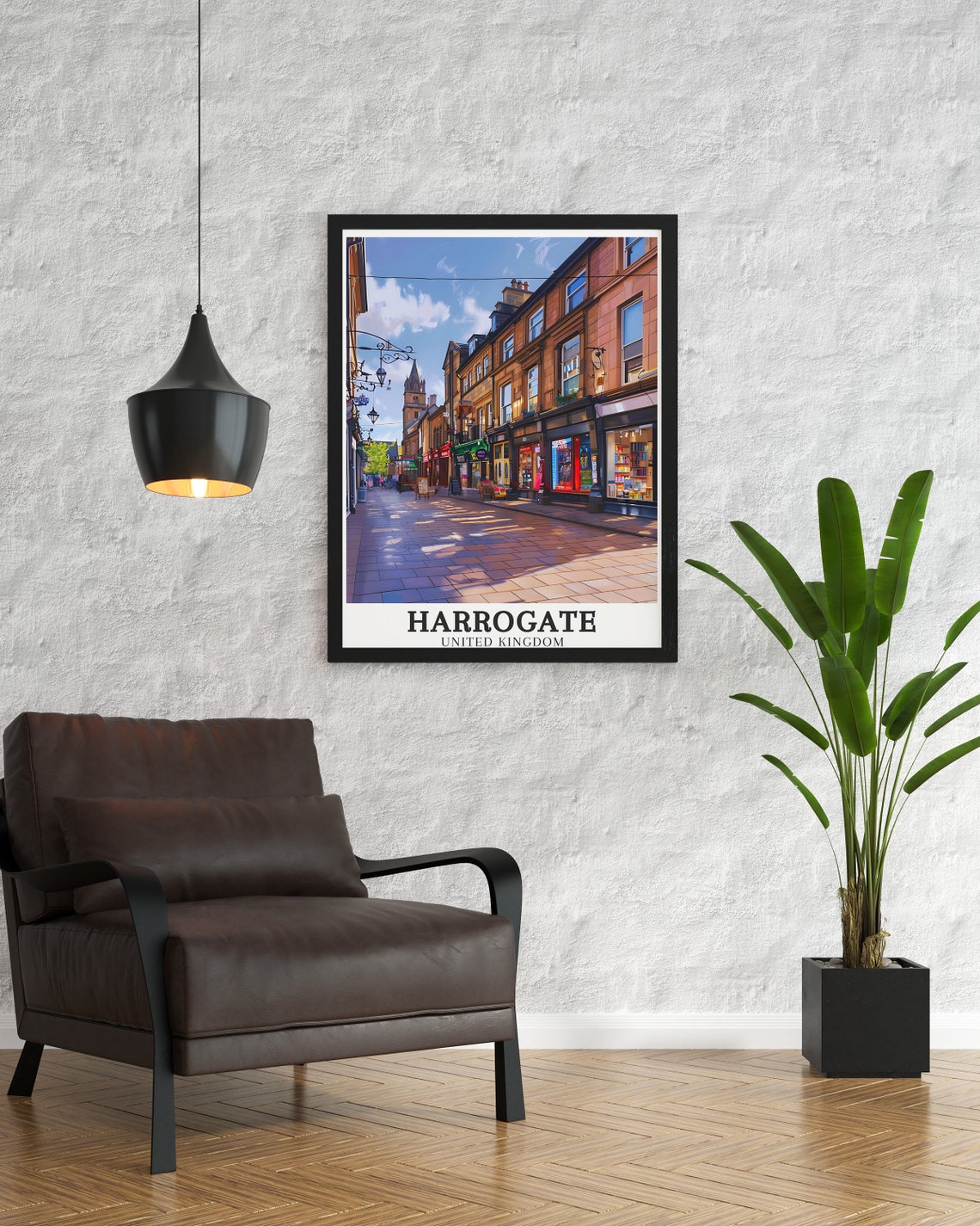Harrogate United Kingdom Charming Sunlit Shopping Street Poster - Image 2