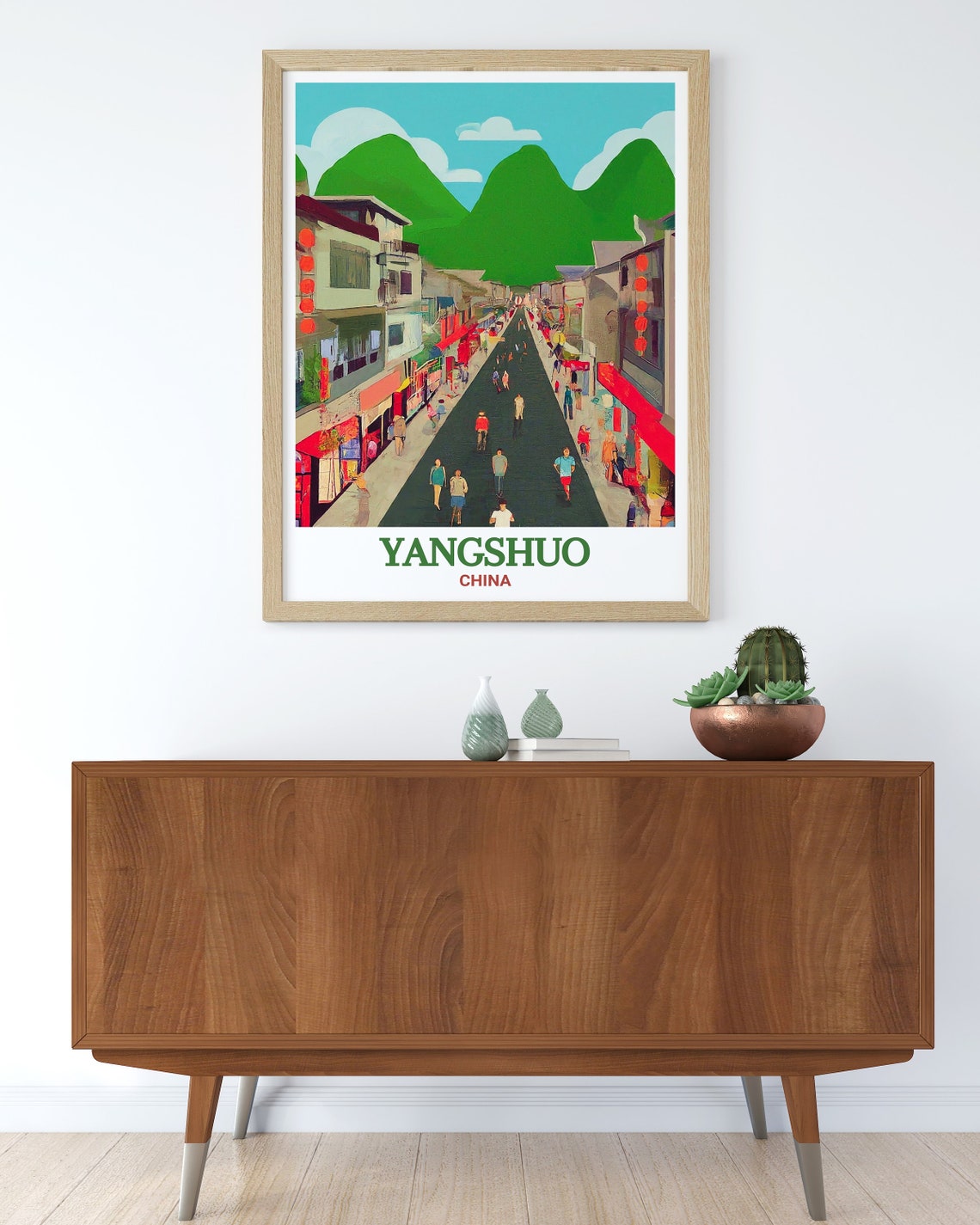 Yangshuo West Street Bustling Lantern Market Street Scene Poster - Image 2