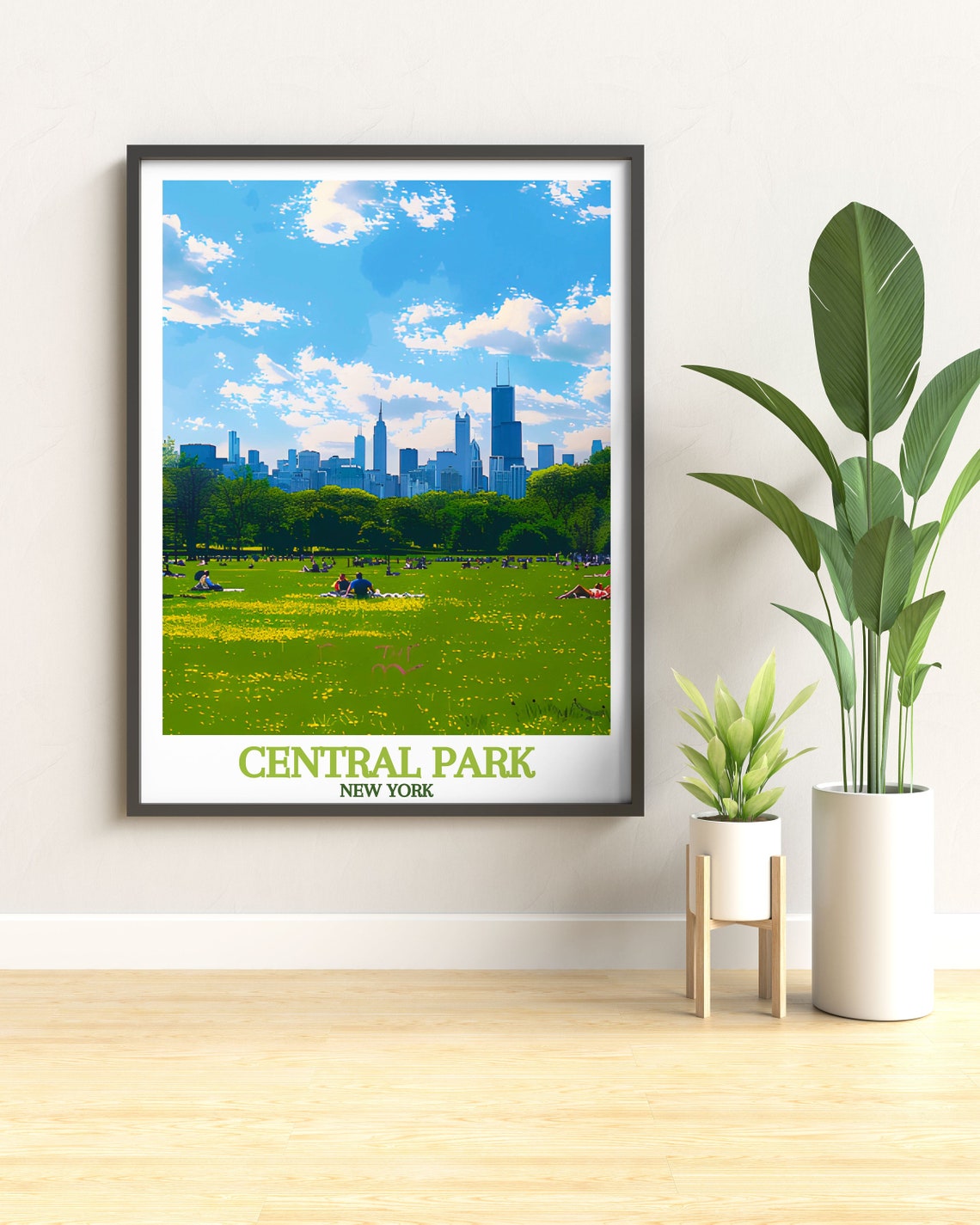 Central Park New York Great Lawn Summer Picnic City Skyline Poster - Image 2