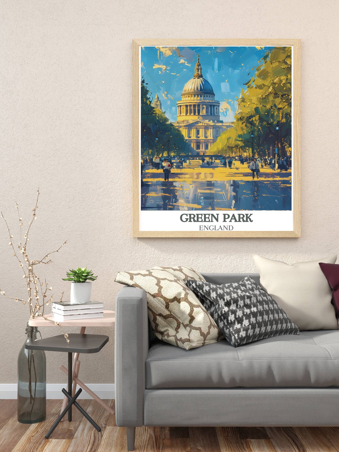 St Paul's Cathedral Sunlit Avenue Crowded with Park Visitors Poster - Image 3