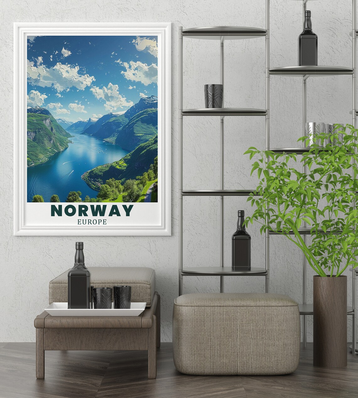 Stunning Geirangerfjord Norway Fjord Scenic Travel Poster Europe Art - Image 3