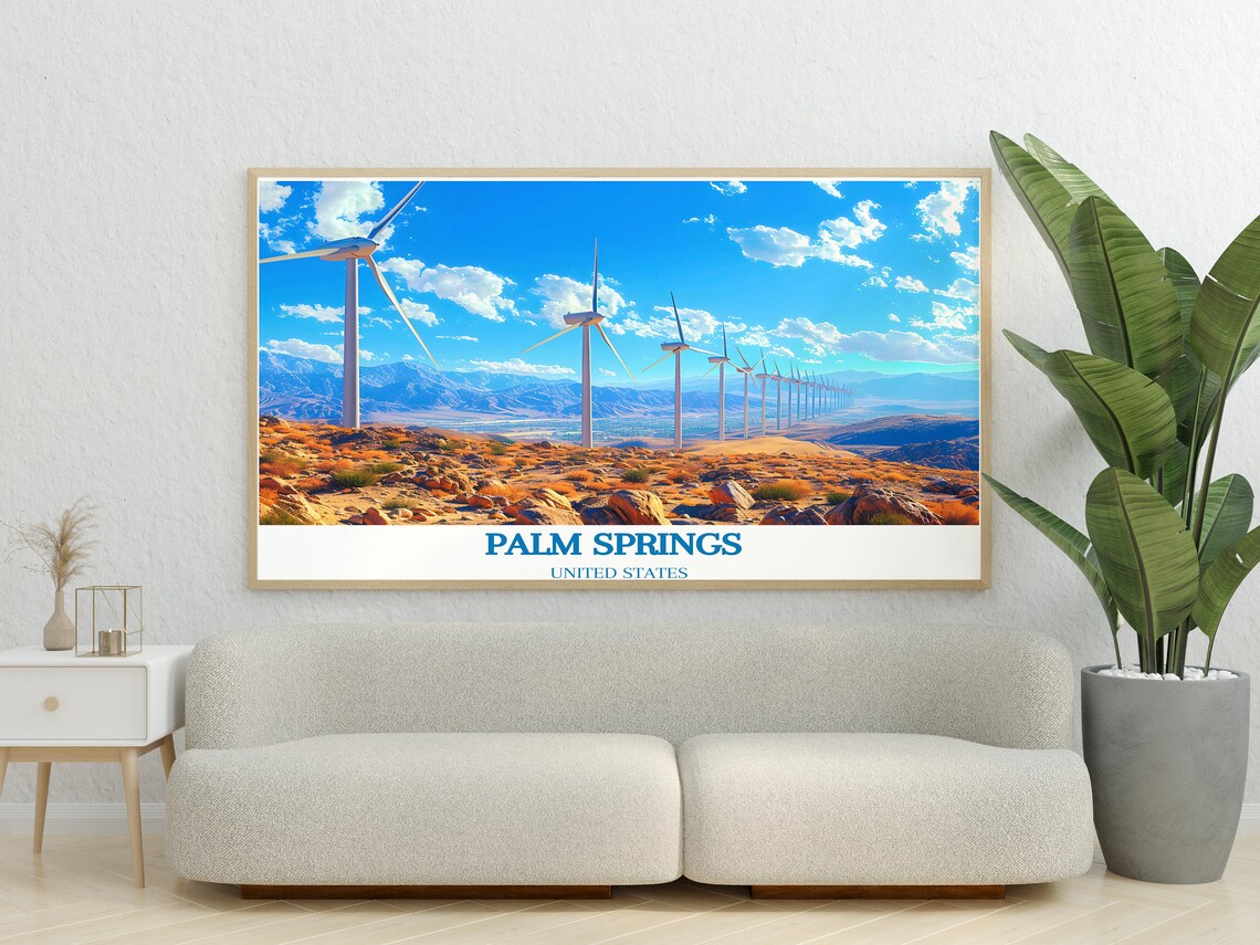 Palm Springs California Wind Turbine Farm Desert View Poster - Image 2