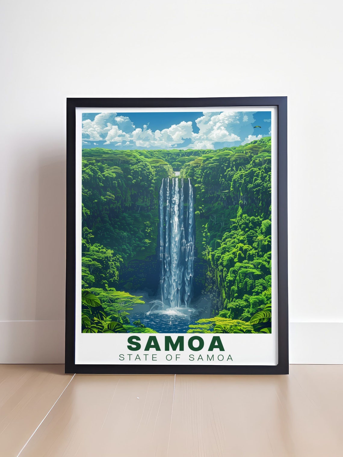 Papapapaitai Falls Tall Twin Cascade Lush Jungle Samoa Nature Poster - Image 4