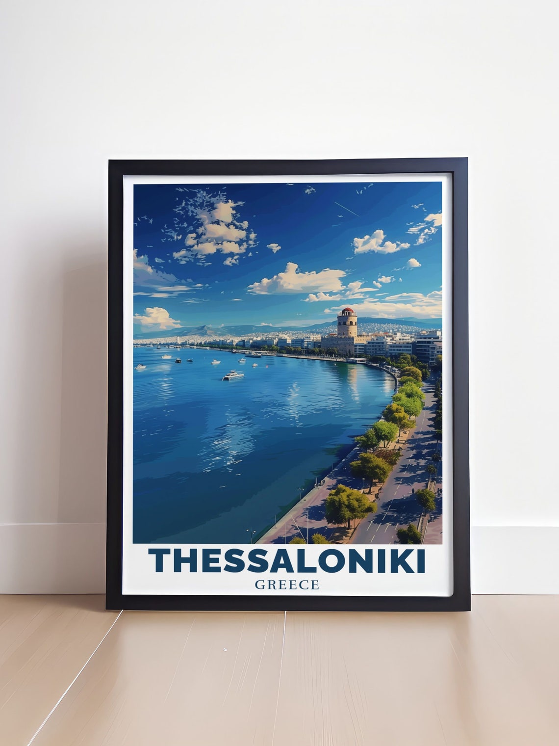 Thessaloniki Waterfront White Tower Boats Greece Travel Poster - Image 4