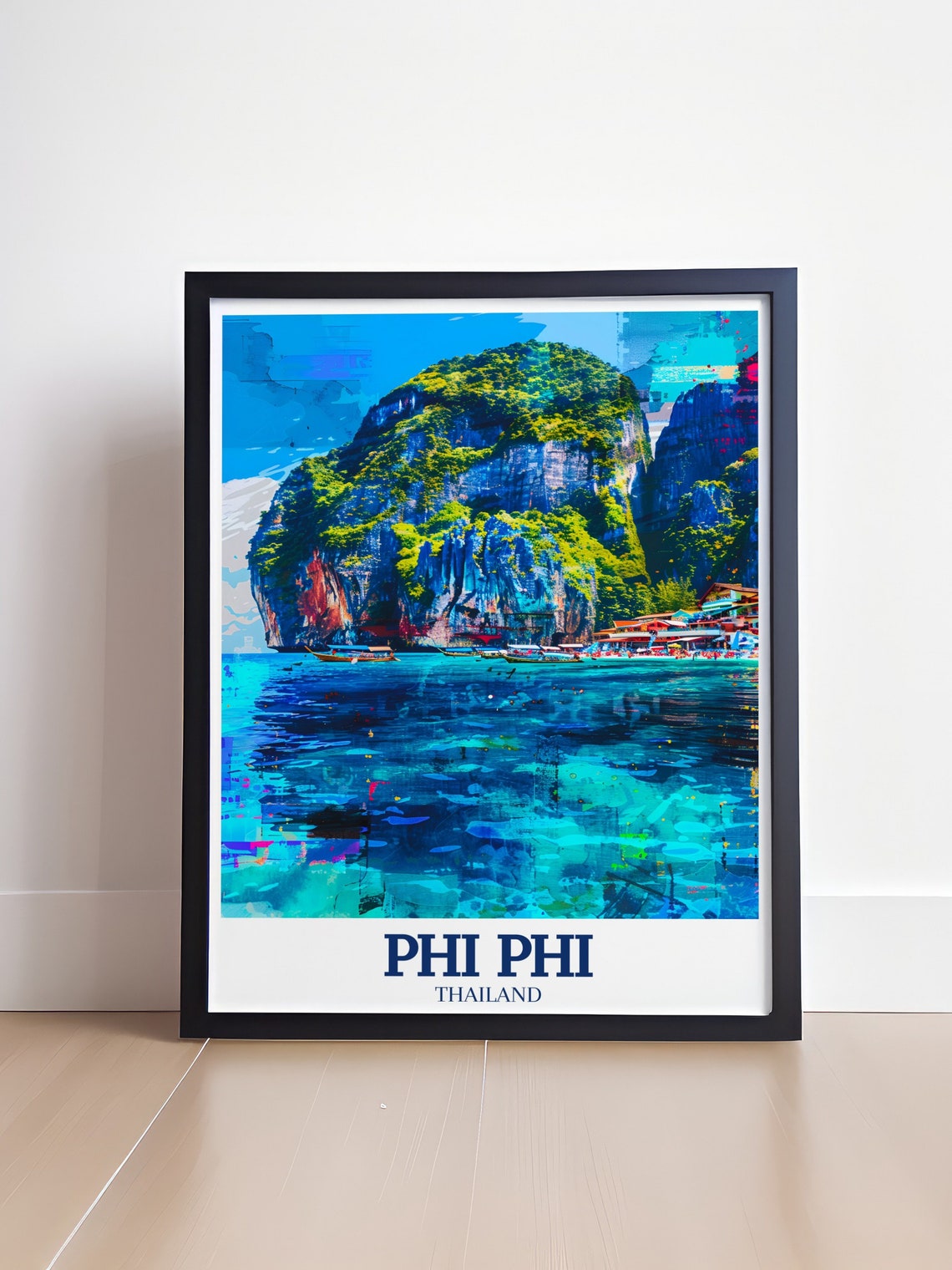 Phi Phi Thailand Towering Limestone Cliffs Longtail Boats Poster - Image 4