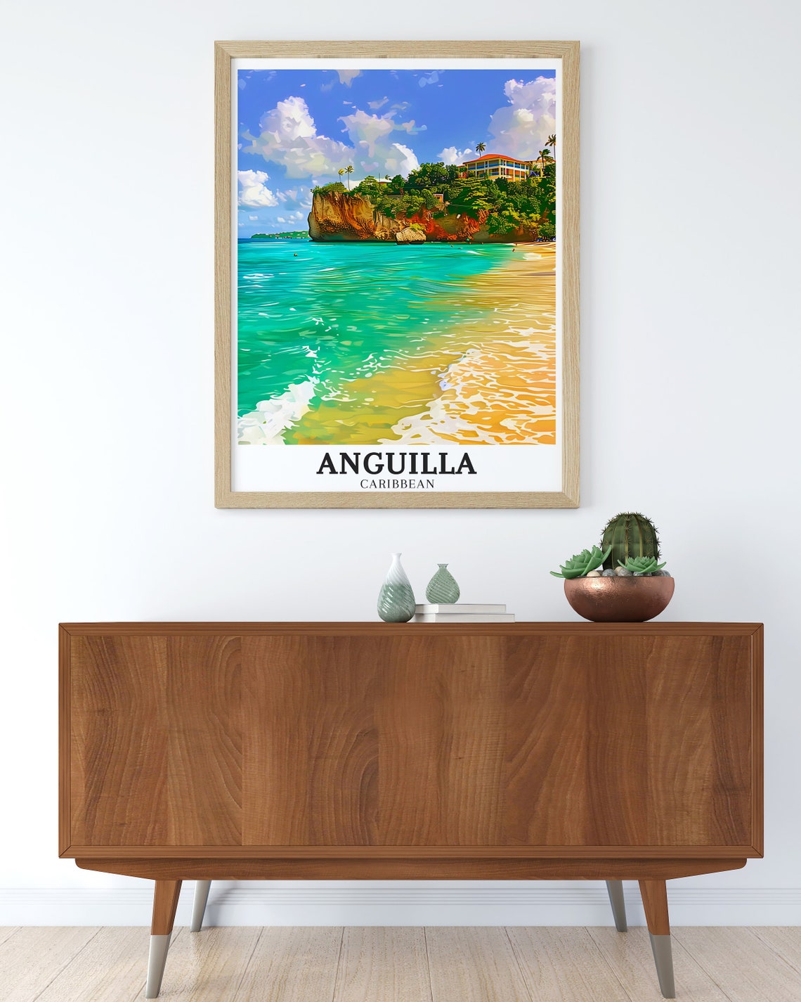 Anguilla Caribbean Beach Cliff Turquoise Water Travel Poster - Image 2