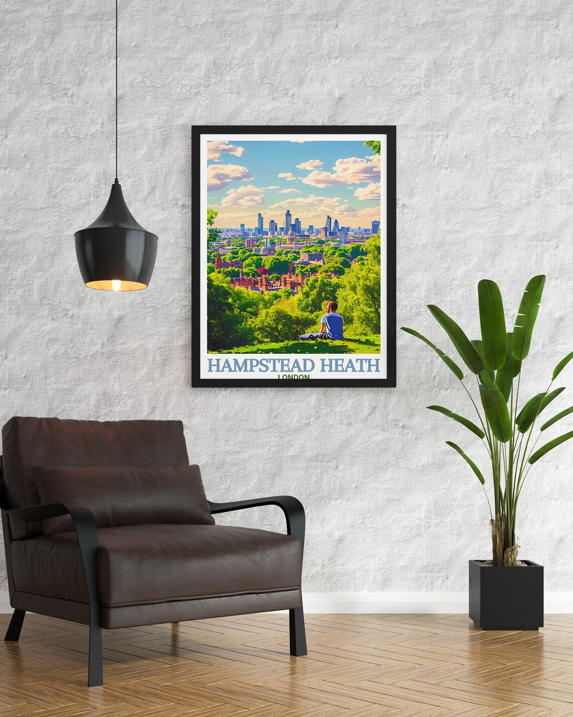 London Hampstead Heath Parliament Hill Skyline Panorama Poster - Image 3