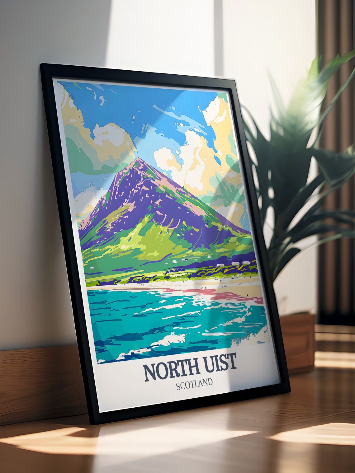 North Uist Towering Mountain Turquoise Shoreline Retro Travel Poster - Image 2