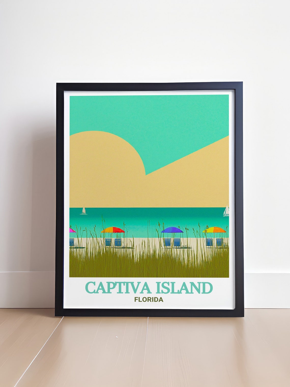 Captiva Island Florida Beach Umbrellas Minimalist Art Poster - Image 4