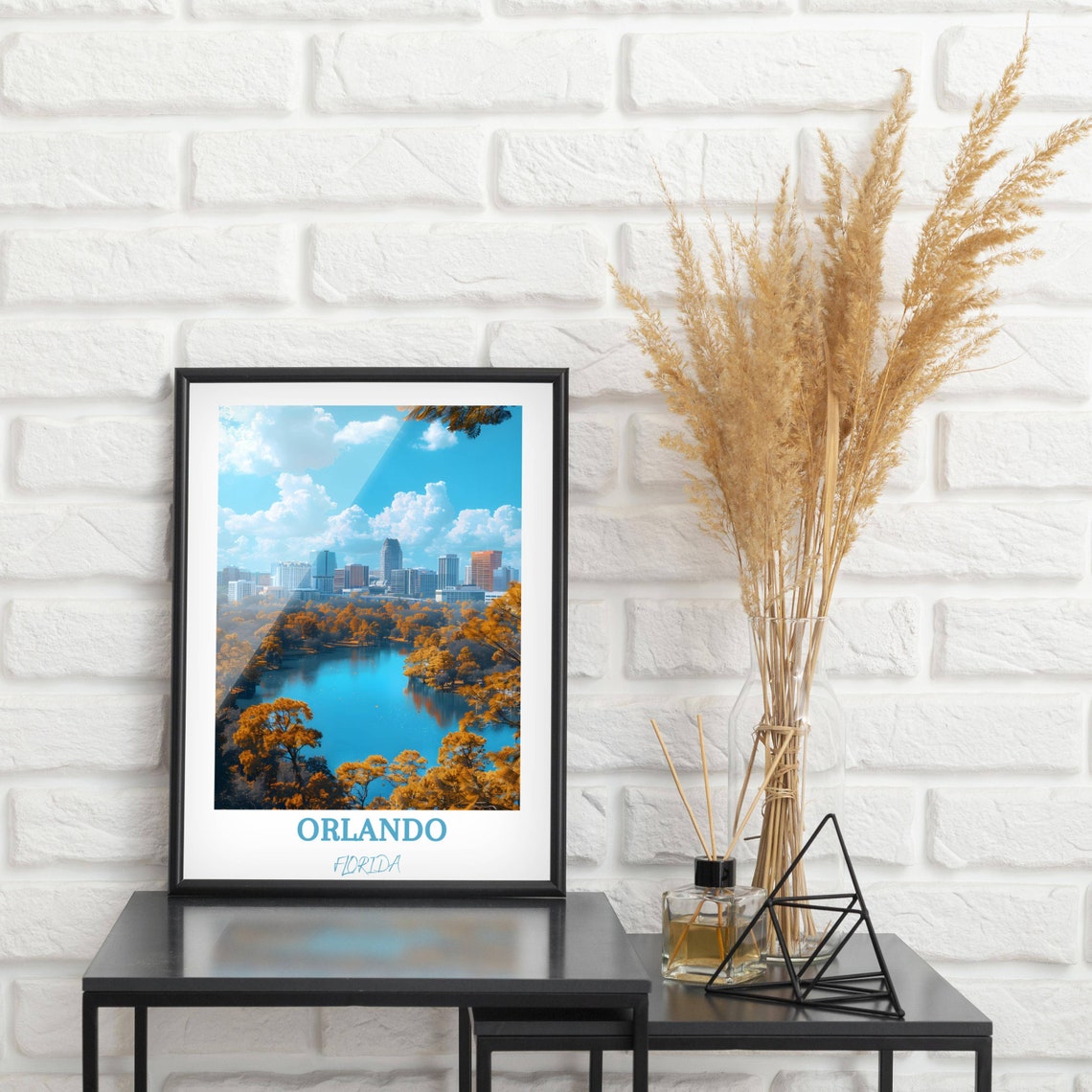 Orlando Skyline Over Golden Trees At Lake Eola Park Daytime Poster - Image 2