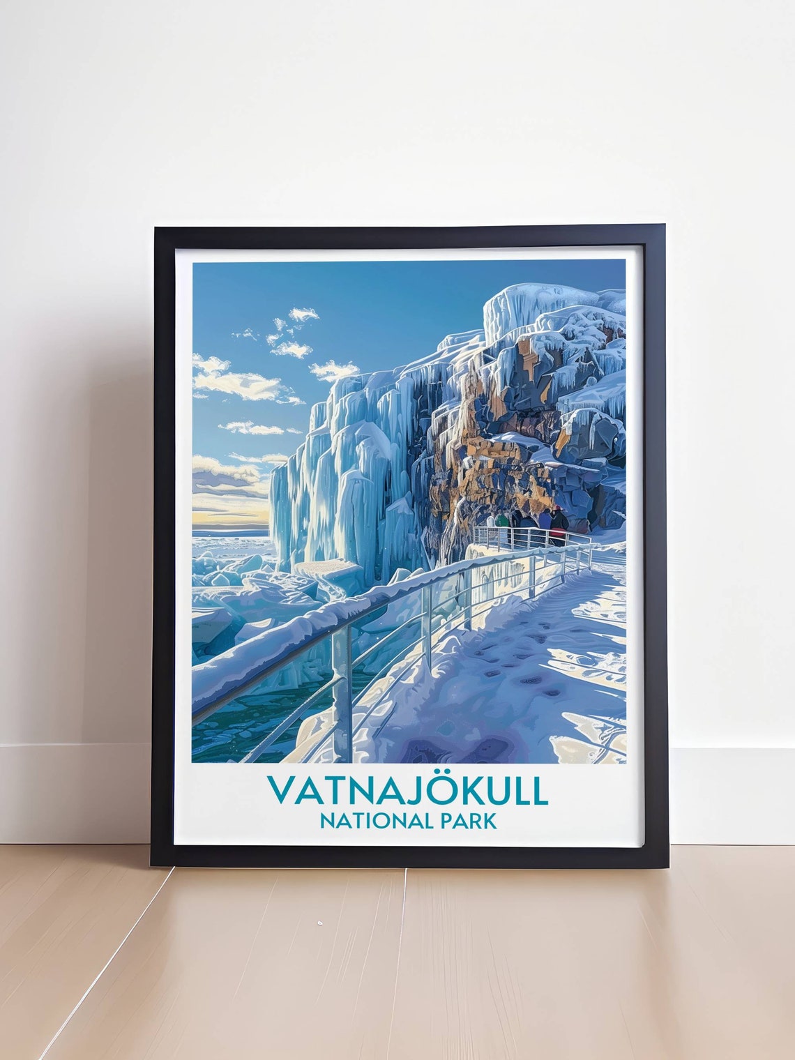 Vatnajokull National Park Glacier Ice Cliffs Winter Travel Poster - Image 4