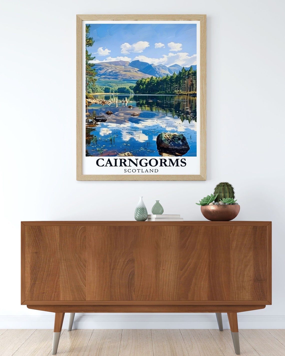 Cairngorms Loch Morlich Mirror Lake Scotland Mountains Travel Poster - Image 2