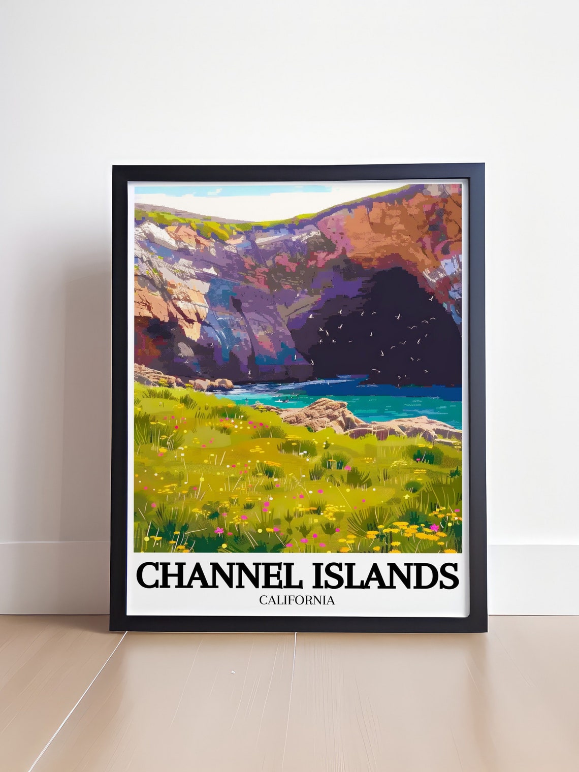 Channel Islands Painted Cave Sea Cliff California Travel Poster - Image 4