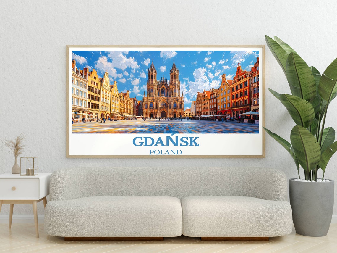 Gdansk Poland Old Town Square Gothic Cathedral Summer Poster - Image 3